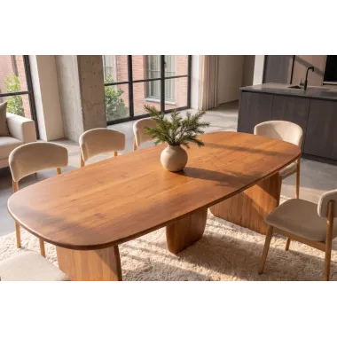 Invicta Stół do jadalni SCULPTURA brązowa akacja oval 240 x 76 x 119cm / 49259