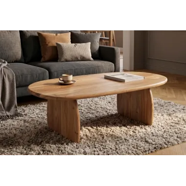 Invicta Stolik kawowy SCULPTURA naturalna akacja oval 110 x 35 x 60cm / 49266
