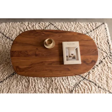 Invicta Stolik kawowy SCULPTURA brązowa akacja oval 110 x 35 x 60cm / 49267