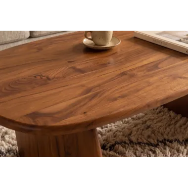 Invicta Stolik kawowy SCULPTURA brązowa akacja oval 110 x 35 x 60cm / 49267