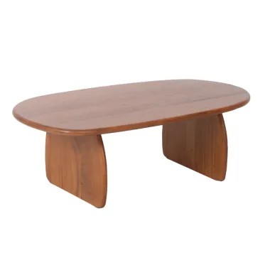 Invicta Stolik kawowy SCULPTURA brązowa akacja oval 110 x 35 x 60cm / 49267