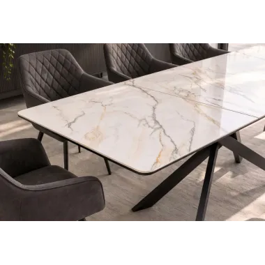 Invicta Stół do jadalni ALPINE ALPINE blat ceramiczny Calacatta Oro optyka marmuru 160-200 x 77 x 89cm / 49616