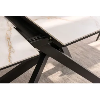 Invicta Stół do jadalni ALPINE ALPINE blat ceramiczny Calacatta Oro optyka marmuru 160-200 x 77 x 89cm / 49616