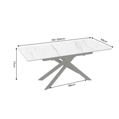 Invicta Stół do jadalni ALPINE ALPINE blat ceramiczny Calacatta Oro optyka marmuru 160-200 x 77 x 89cm / 49616