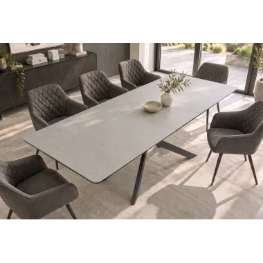 Invicta Stół do jadalni ALPINE ALPINE blat ceramiczny Concrete taupe optyka marmuru 160-200 x 77 x 89cm / 49617
