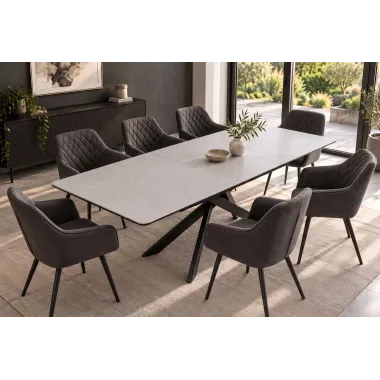 Invicta Stół do jadalni ALPINE ALPINE blat ceramiczny Concrete taupe optyka marmuru 160-200 x 77 x 89cm / 49617