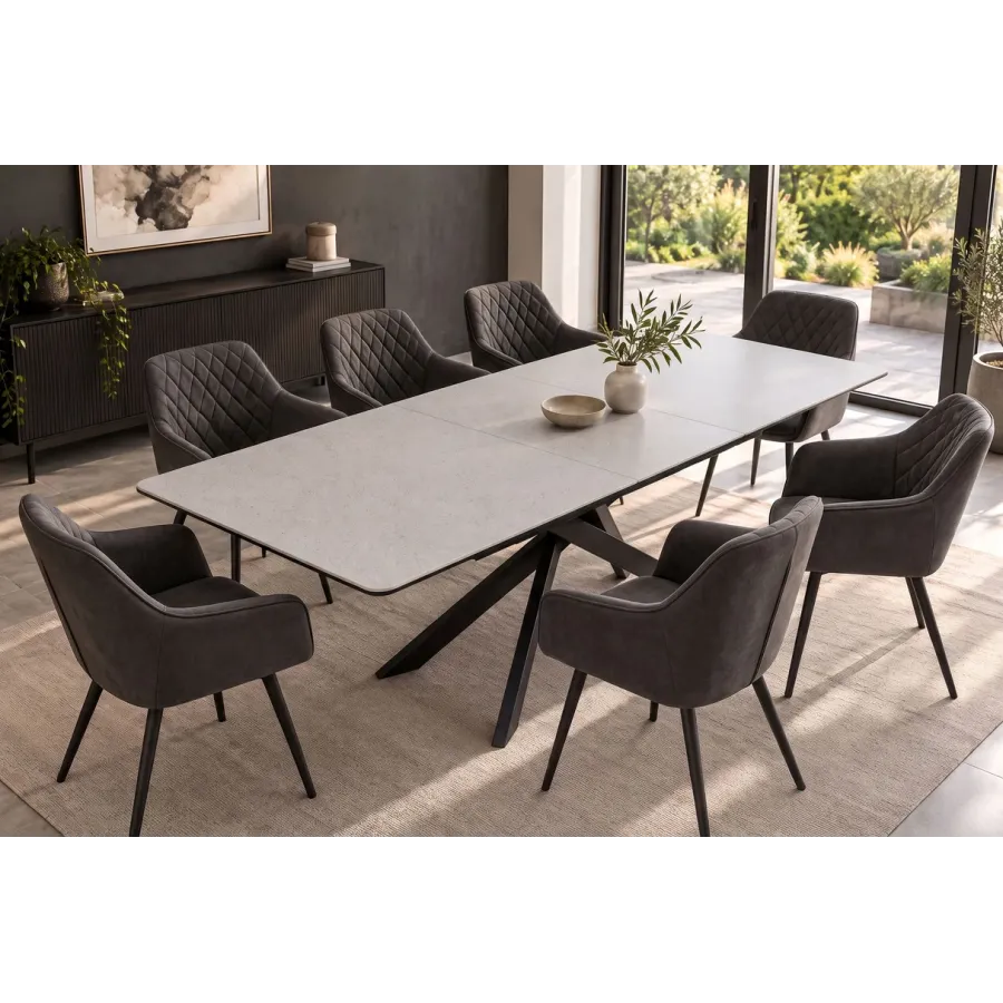 Invicta Stół do jadalni ALPINE ALPINE blat ceramiczny Concrete taupe optyka marmuru 160-200 x 77 x 89cm / 49617
