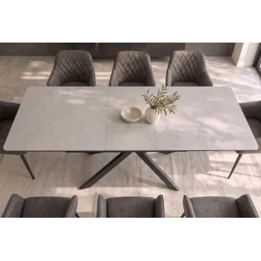 Invicta Stół do jadalni ALPINE ALPINE blat ceramiczny Concrete taupe optyka marmuru 160-200 x 77 x 89cm / 49617