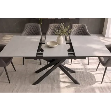 Invicta Stół do jadalni ALPINE ALPINE blat ceramiczny Concrete taupe optyka marmuru 160-200 x 77 x 89cm / 49617