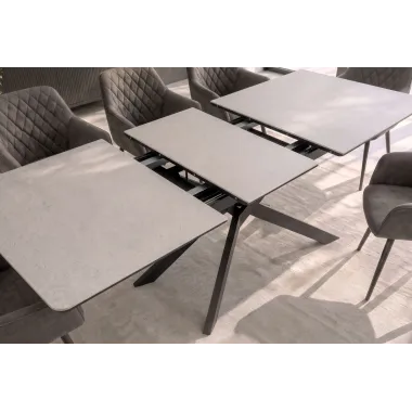 Invicta Stół do jadalni ALPINE ALPINE blat ceramiczny Concrete taupe optyka marmuru 160-200 x 77 x 89cm / 49617
