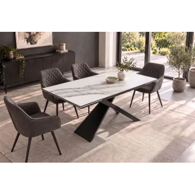 Invicta Stół do jadalni EUPHORIA ceramika Carrara oro optyka marmuru 180-220-260cm / 49619