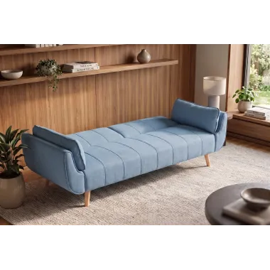 Invicta Sofa DIVANI rozkładana jasnoniebieska struktura 220 x 85 x 88cm / 40088
