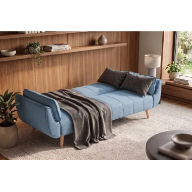 Invicta Sofa DIVANI rozkładana jasnoniebieska struktura 220 x 85 x 88cm / 40088