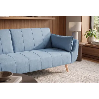 Invicta Sofa DIVANI rozkładana jasnoniebieska struktura 220 x 85 x 88cm / 40088