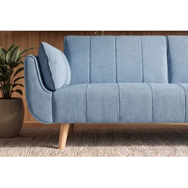 Invicta Sofa DIVANI rozkładana jasnoniebieska struktura 220 x 85 x 88cm / 40088