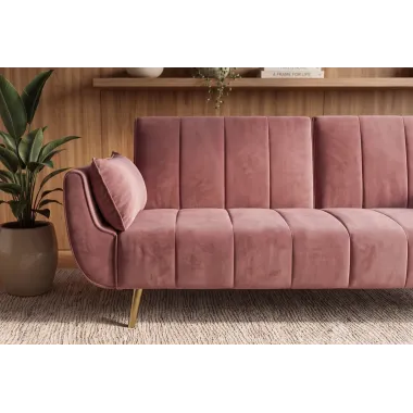 Invicta Sofa DIVANI rozkładana różowy aksamit 220 x 85 x 88cm / 40091