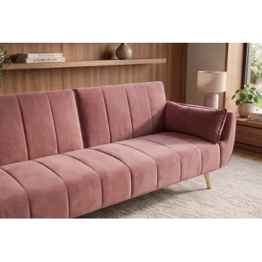 Invicta Sofa DIVANI rozkładana różowy aksamit 220 x 85 x 88cm / 40091