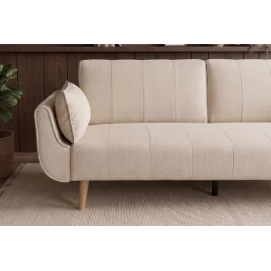 Invicta Sofa DIVANI rozkładana beżowa struktura 220 x 85 x 88cm / 48216