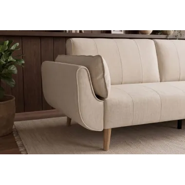 Invicta Sofa DIVANI rozkładana beżowa struktura 220 x 85 x 88cm / 48216