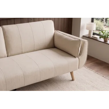 Invicta Sofa DIVANI rozkładana beżowa struktura 220 x 85 x 88cm / 48216