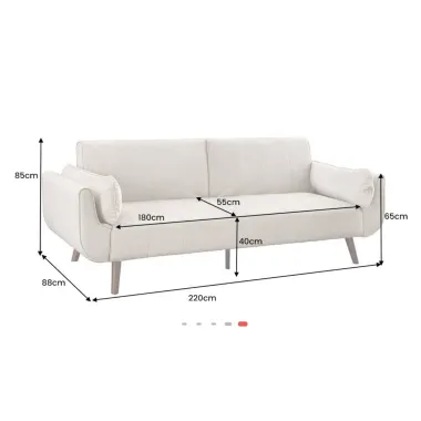 Invicta Sofa DIVANI rozkładana beżowa struktura 220 x 85 x 88cm / 48216