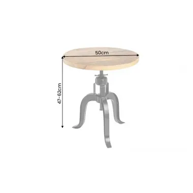 Invicta Stolik pomocniczy ENGINEER z regulacją wysokości mango Ø 50 x 47-62 x 50cm / 41406