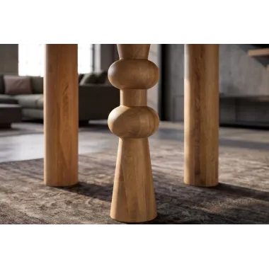 Invicta Stół jadalniany ARTE SCULPTURAL z rzeźbioną podstawą naturalne mango Ø 120 x 77cm / 49260