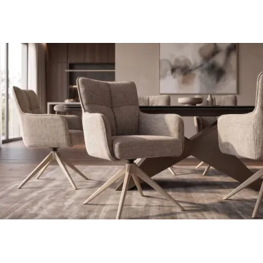 Invicta Krzesło obrotowe LUGANO 360° z podłokietnikami taupe chenille 60 x 88 x 65cm / 49327