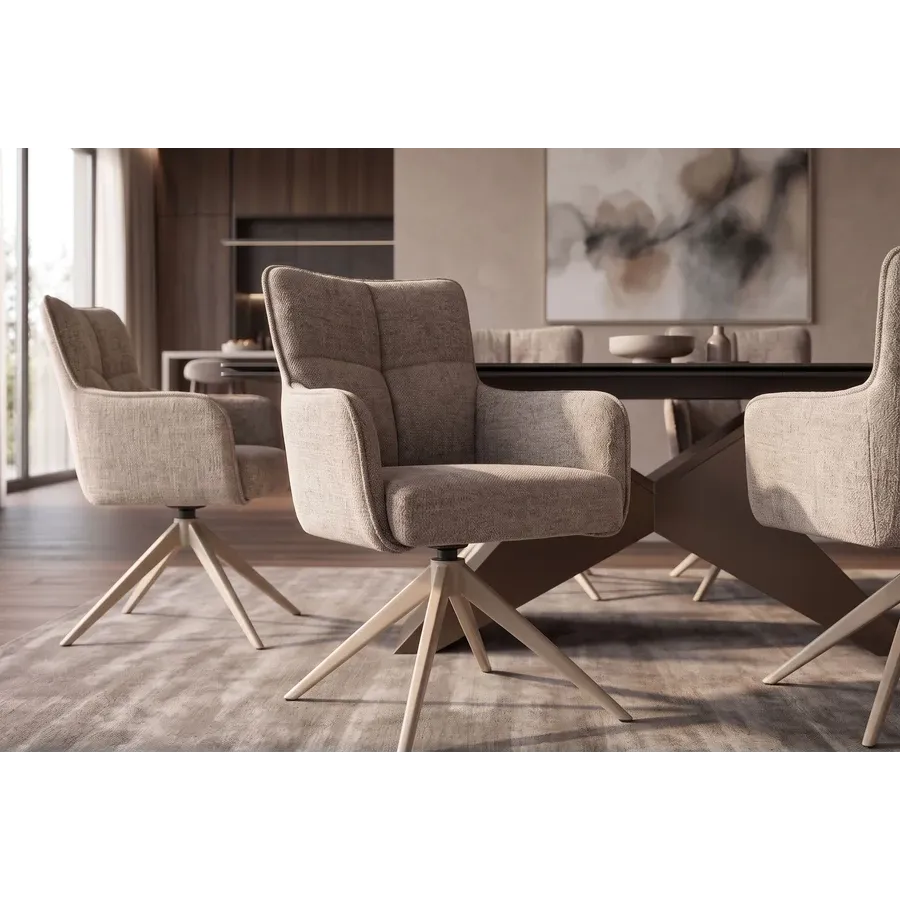 Invicta Krzesło obrotowe LUGANO 360° z podłokietnikami taupe chenille 60 x 88 x 65cm / 49327