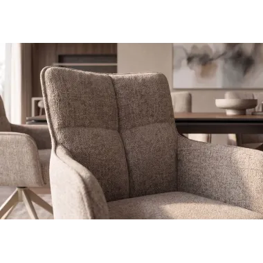 Invicta Krzesło obrotowe LUGANO 360° z podłokietnikami taupe chenille 60 x 88 x 65cm / 49327