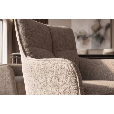 Invicta Krzesło obrotowe LUGANO 360° z podłokietnikami taupe chenille 60 x 88 x 65cm / 49327