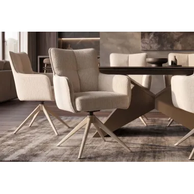 Invicta Krzesło obrotowe LUGANO 360° z podłokietnikami beżowy chenille 60 x 88 x 65cm / 49326