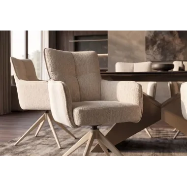 Invicta Krzesło obrotowe LUGANO 360° z podłokietnikami beżowy chenille 60 x 88 x 65cm / 49326