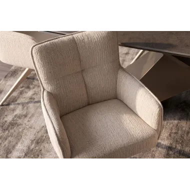 Invicta Krzesło obrotowe LUGANO 360° z podłokietnikami beżowy chenille 60 x 88 x 65cm / 49326