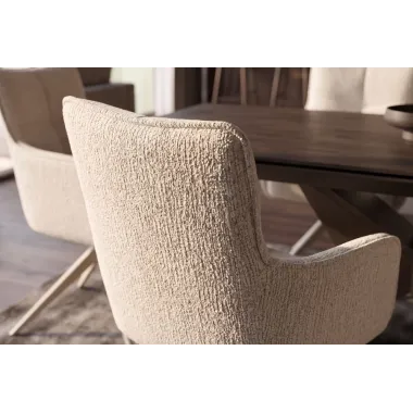 Invicta Krzesło obrotowe LUGANO 360° z podłokietnikami beżowy chenille 60 x 88 x 65cm / 49326