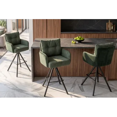 Invicta Hoker barowy BIG GEORGE 360° z podłokietnikami zielony aksamit  54 x 110 x 59cm / 49478