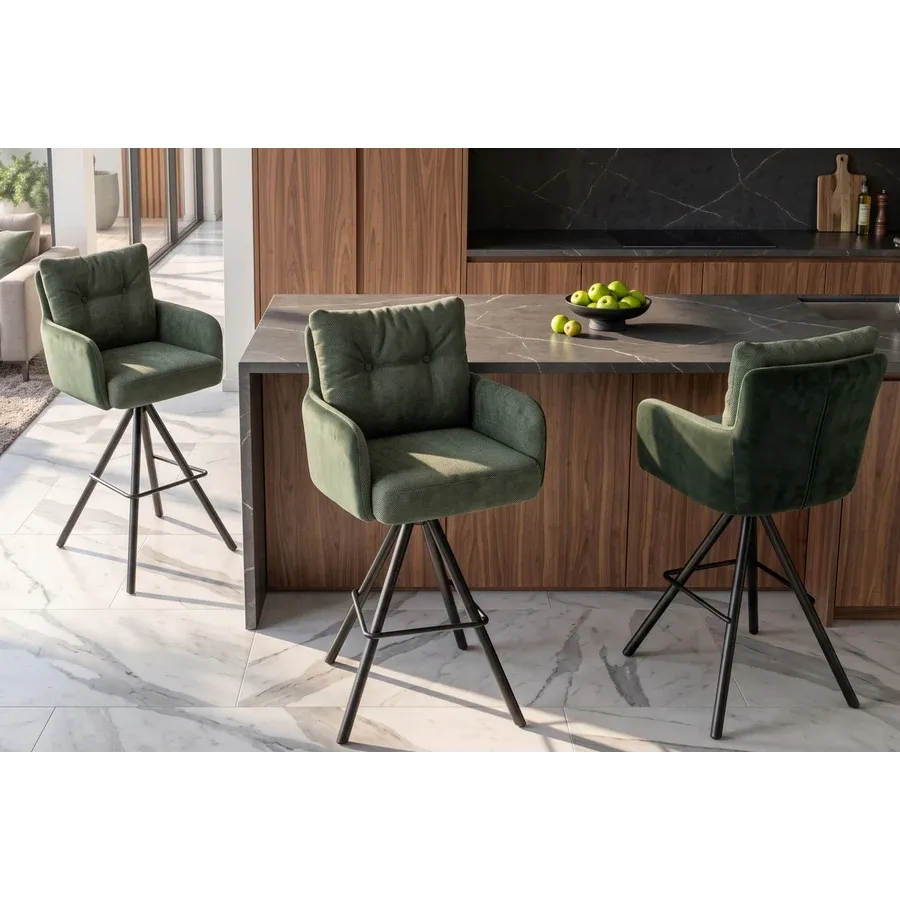 Invicta Hoker barowy BIG GEORGE 360° z podłokietnikami zielony aksamit  54 x 110 x 59cm / 49478