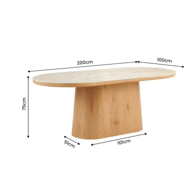 Invicta Stół UNIQUE owalny optyka białego marmuru 200cm / 46381