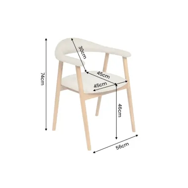 Invicta Krzesło VALHALLA WOOD z podłokietnikami tkanina strukturalna kremowa / 48922