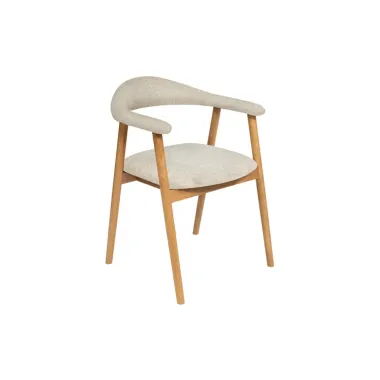 Invicta Krzesło VALHALLA WOOD z podłokietnikami tkanina strukturalna kremowa / 48922