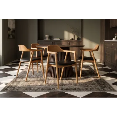 Invicta Krzesło VALHALLA WOOD z podłokietnikami czarne siedzisko / 45159
