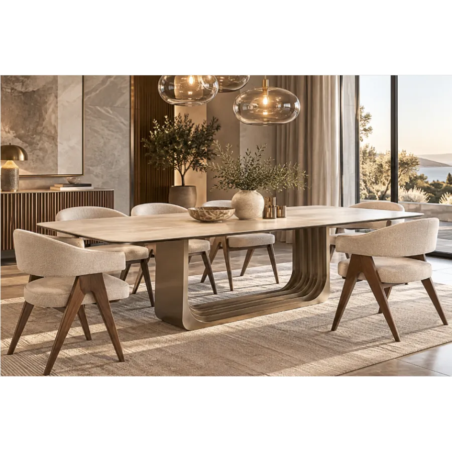 Stół do jadalni MAXFIELD ceramiczny beż 300 x 75 x 120cm / 215508