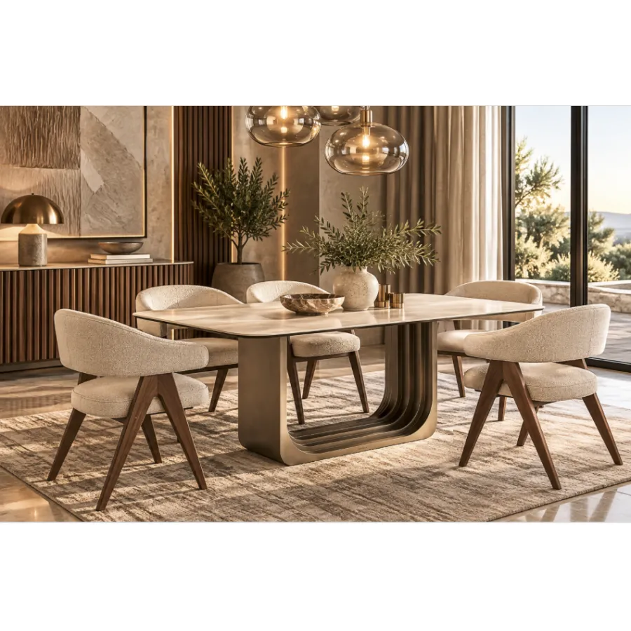 Stół do jadalni MAXFIELD ceramiczny beż 200 x 75 x 100cm / 215510
