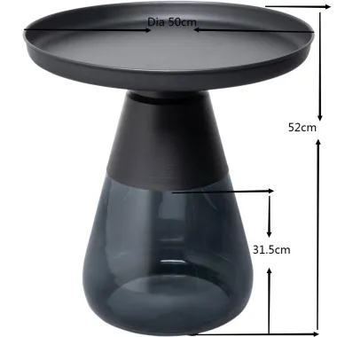 Kare Stolik BOTTIGLIA BLACK SMOKE czarny dymiony Ø 60 x 43cm / 87470