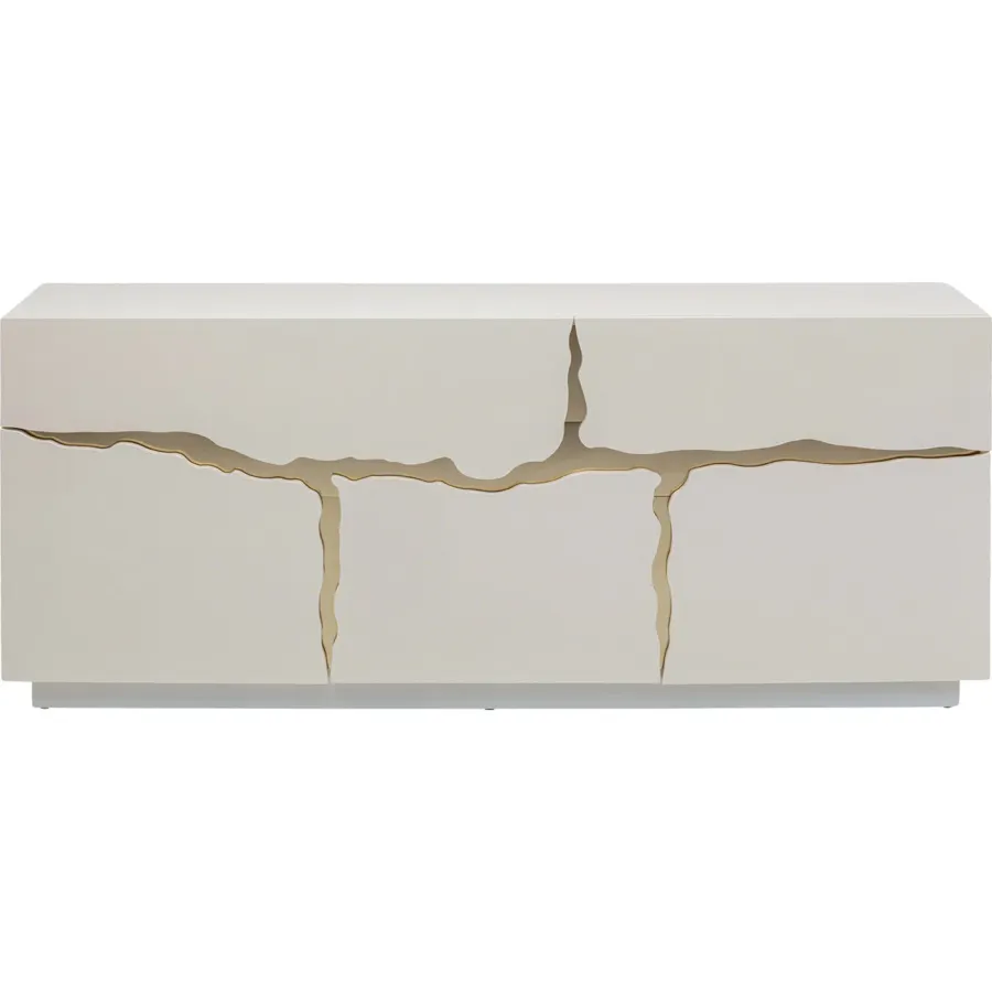 Kare Komoda CREPA biała ze złotymi zdobieniami MDF 180 x 75 x 40cm / 71900
