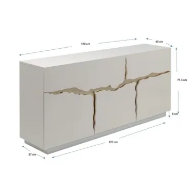 Kare Komoda CREPA biała ze złotymi zdobieniami MDF 180 x 75 x 40cm / 71900