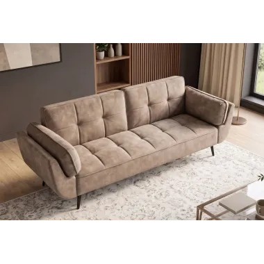 Invicta Sofa rozkładana BOUTIQUE szampański aksamit 215 x 80 x 82cm / 48217