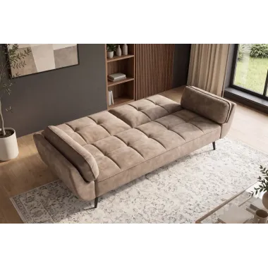Invicta Sofa rozkładana BOUTIQUE szampański aksamit 215 x 80 x 82cm / 48217