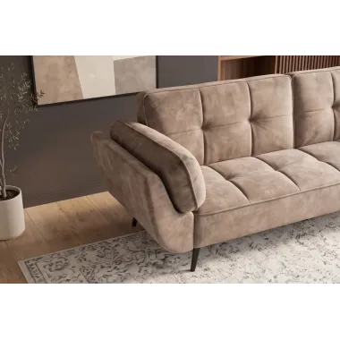 Invicta Sofa rozkładana BOUTIQUE szampański aksamit 215 x 80 x 82cm / 48217