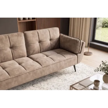 Invicta Sofa rozkładana BOUTIQUE szampański aksamit 215 x 80 x 82cm / 48217